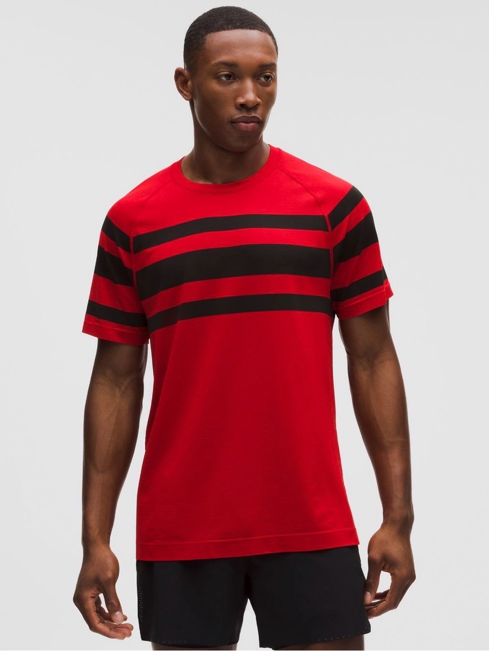 Lululemon Metal Vent Tech Short Sleeve League Stripe Oxford Red Black XL NWT